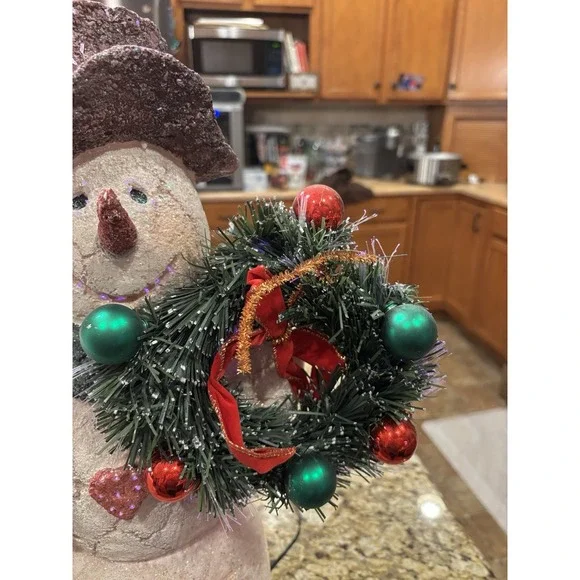 Fiber Optic Snowman 19" Wreath Birds w/BoxTarget Christmas Lights Up Perfectly